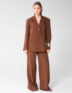 Logo Jacquard Broek Bruin