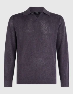 Longsleeve Knit Polo Donkerpaars