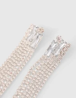 Long Strass Oorbellen Zilver