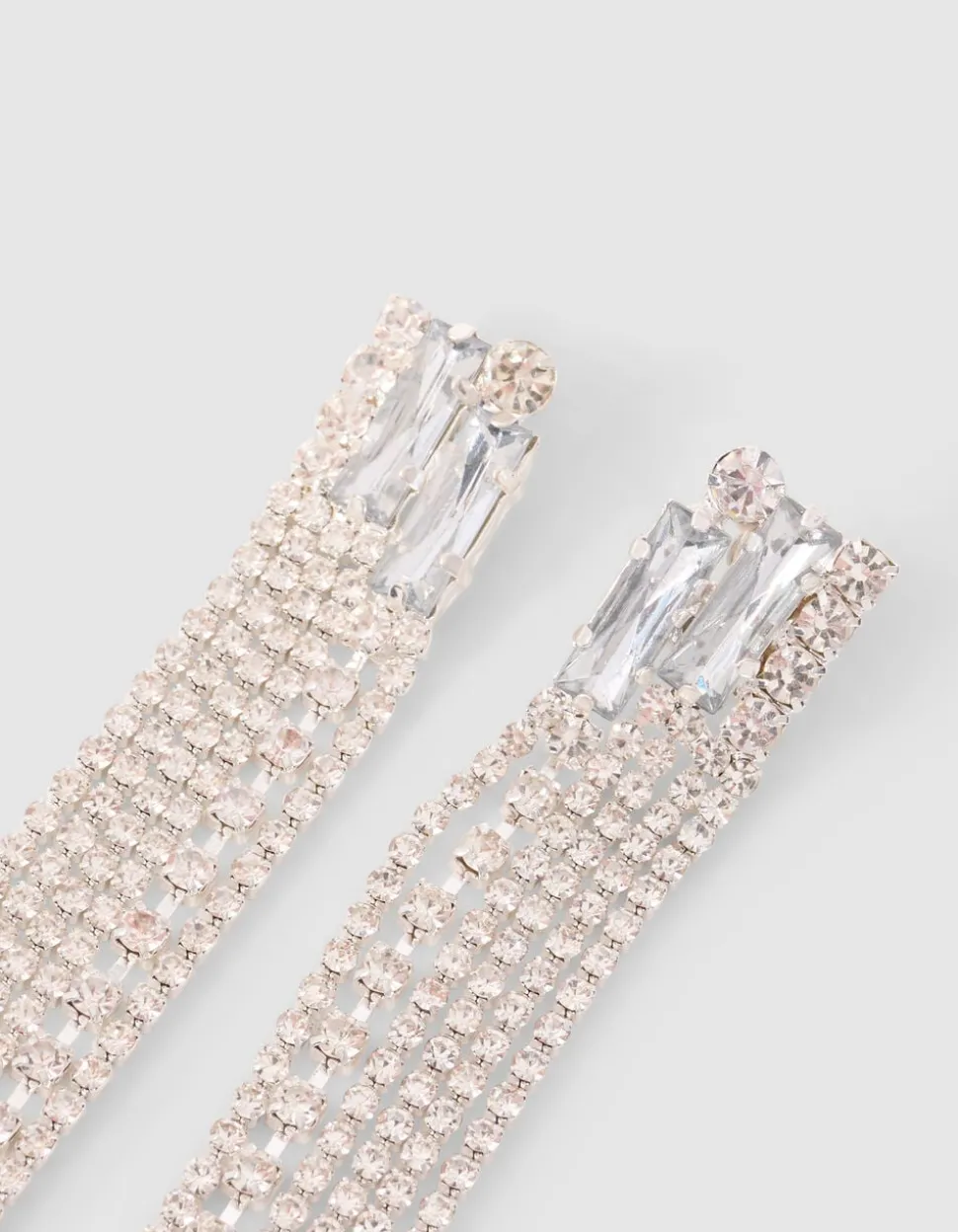 Long Strass Oorbellen Zilver