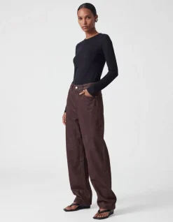 Lurex Barrel Fit Jeans Donkerbruin
