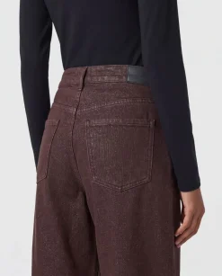 Lurex Barrel Fit Jeans Donkerbruin