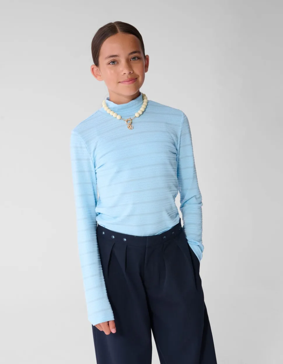 Lurex Longsleeve Top Lichtblauw