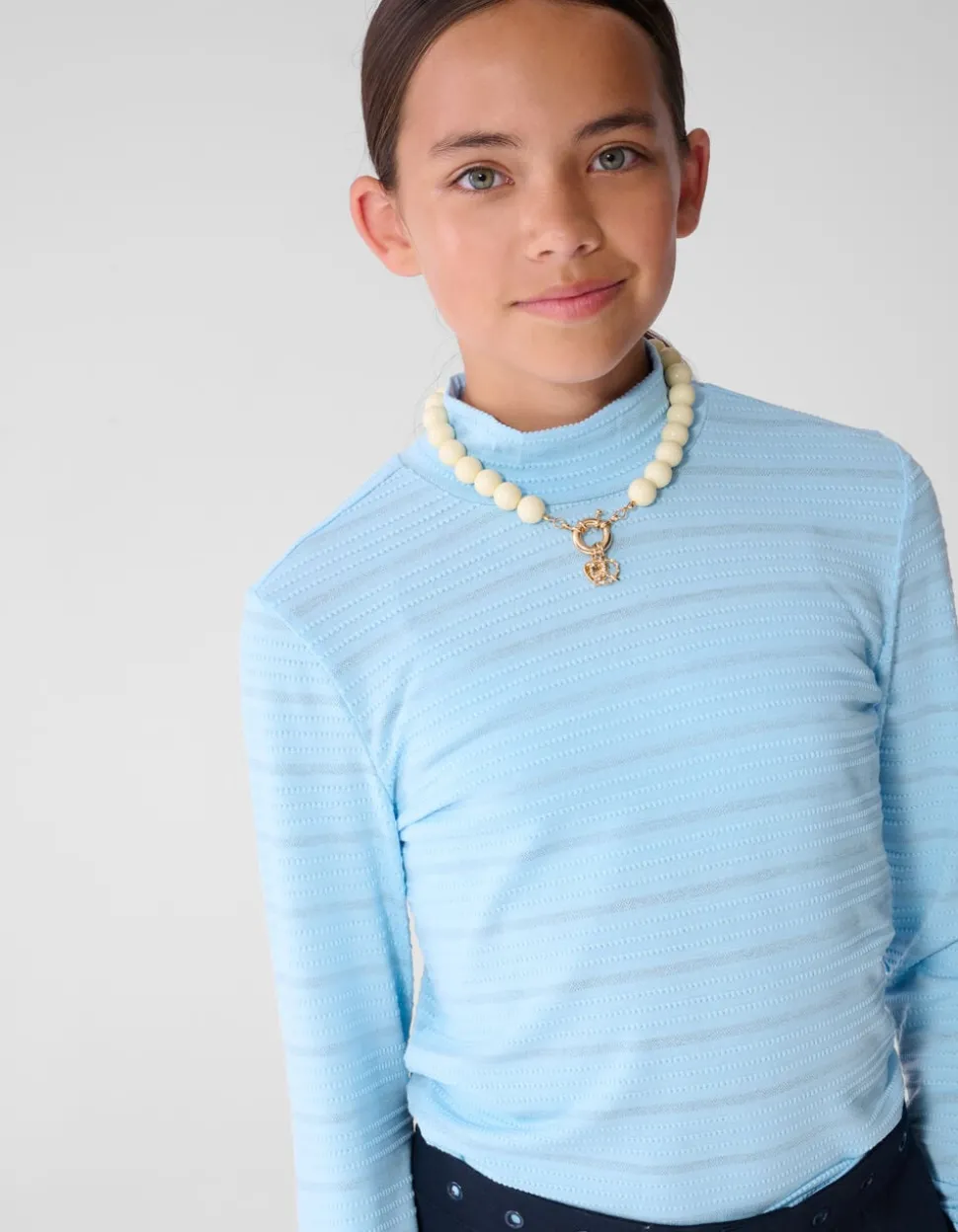 Lurex Longsleeve Top Lichtblauw