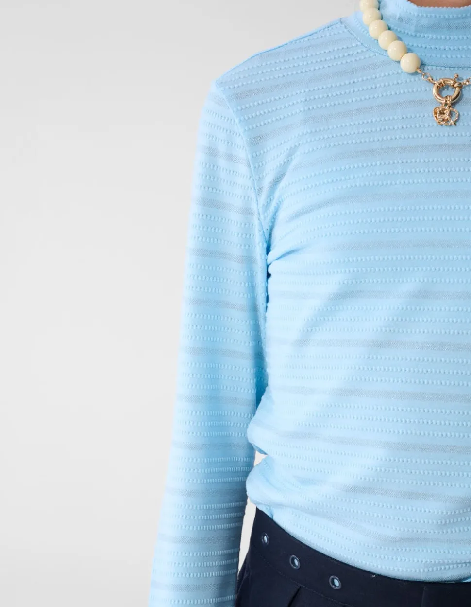Lurex Longsleeve Top Lichtblauw