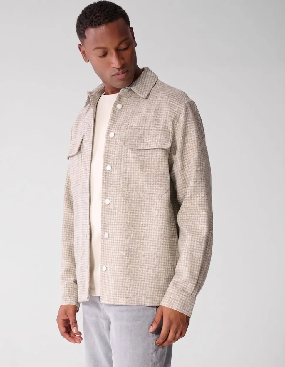 Melange Check Overshirt Zand