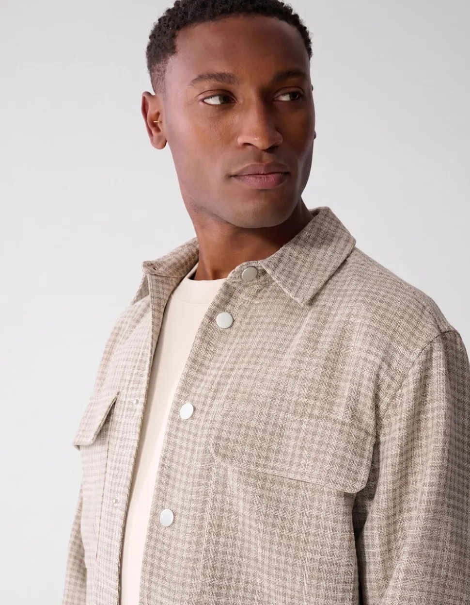 Melange Check Overshirt Zand