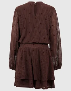 Mesh Sparkle Jurk Bruin