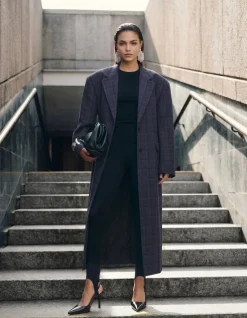 Midi Check Blazer Donkergrijs