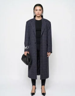 Midi Check Blazer Donkergrijs