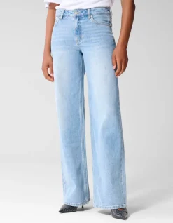 Mid Waist Wide Leg Fit Jeans Mediumstone