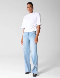 Mid Waist Wide Leg Fit Jeans Mediumstone
