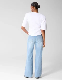 Mid Waist Wide Leg Fit Jeans Mediumstone