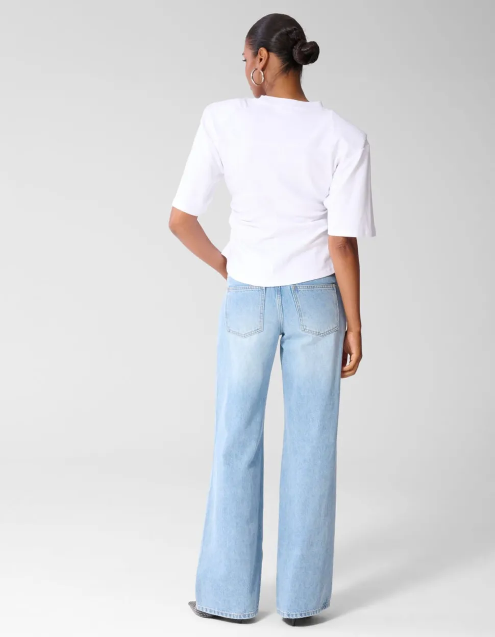 Mid Waist Wide Leg Fit Jeans Mediumstone