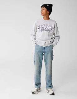 New York Artwork Sweater Lichtgrijs