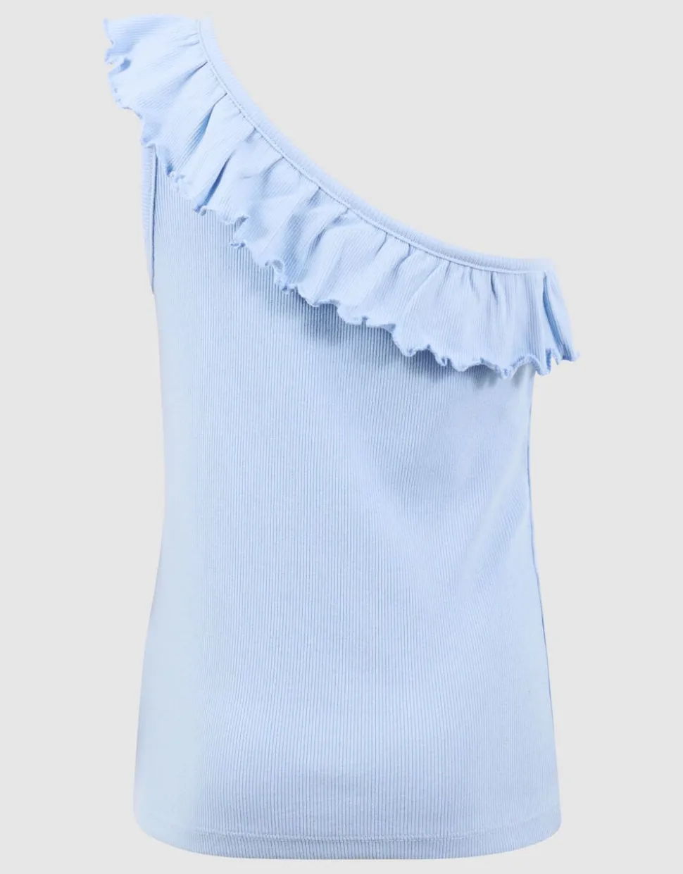 One Shoulder Rib Top Blauw