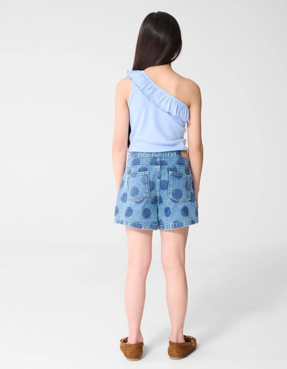 One Shoulder Rib Top Blauw