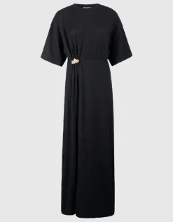 Organic Crinkle Maxi Jurk Zwart