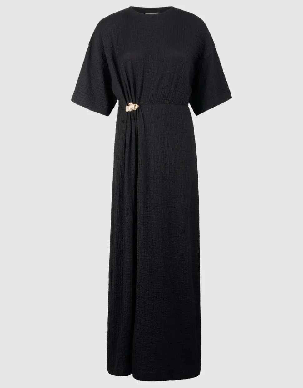 Organic Crinkle Maxi Jurk Zwart