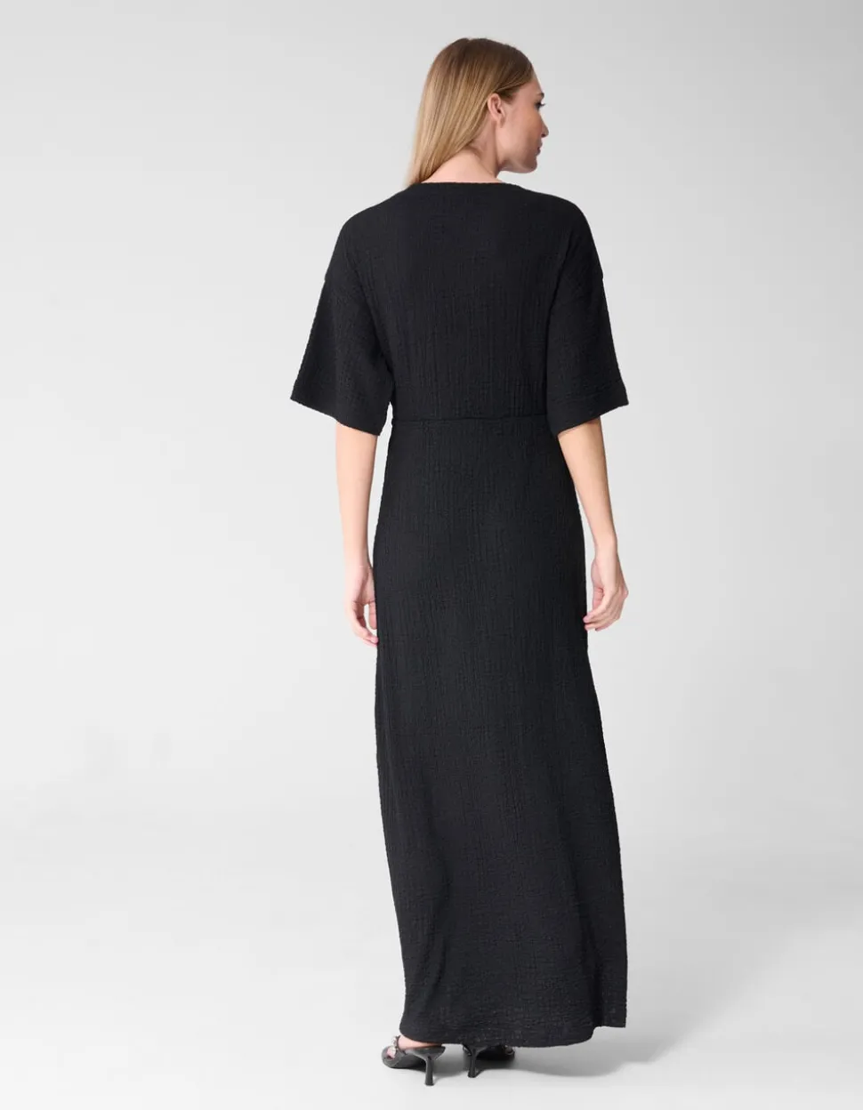 Organic Crinkle Maxi Jurk Zwart
