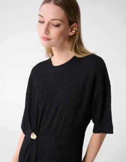 Organic Crinkle Maxi Jurk Zwart