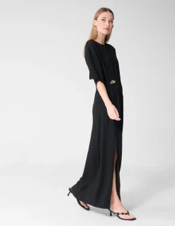 Organic Crinkle Maxi Jurk Zwart