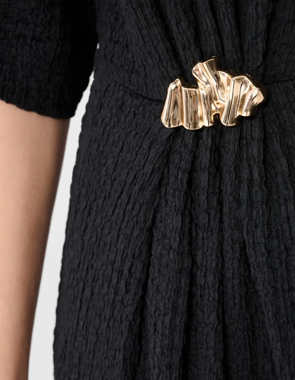 Organic Crinkle Maxi Jurk Zwart