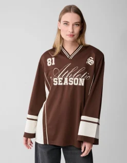 Oversized Baseball Longsleeve Top Bruin