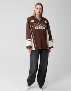 Oversized Baseball Longsleeve Top Bruin