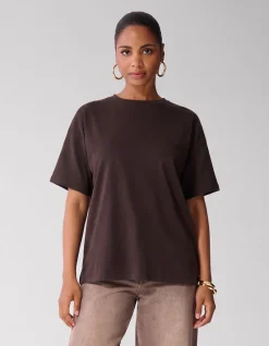 Oversized Basis T-shirt Donkerbruin
