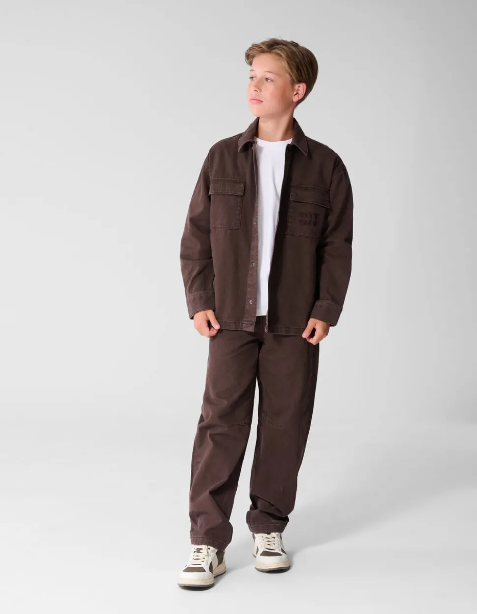 Oversized Denim Overshirt Donkerbruin