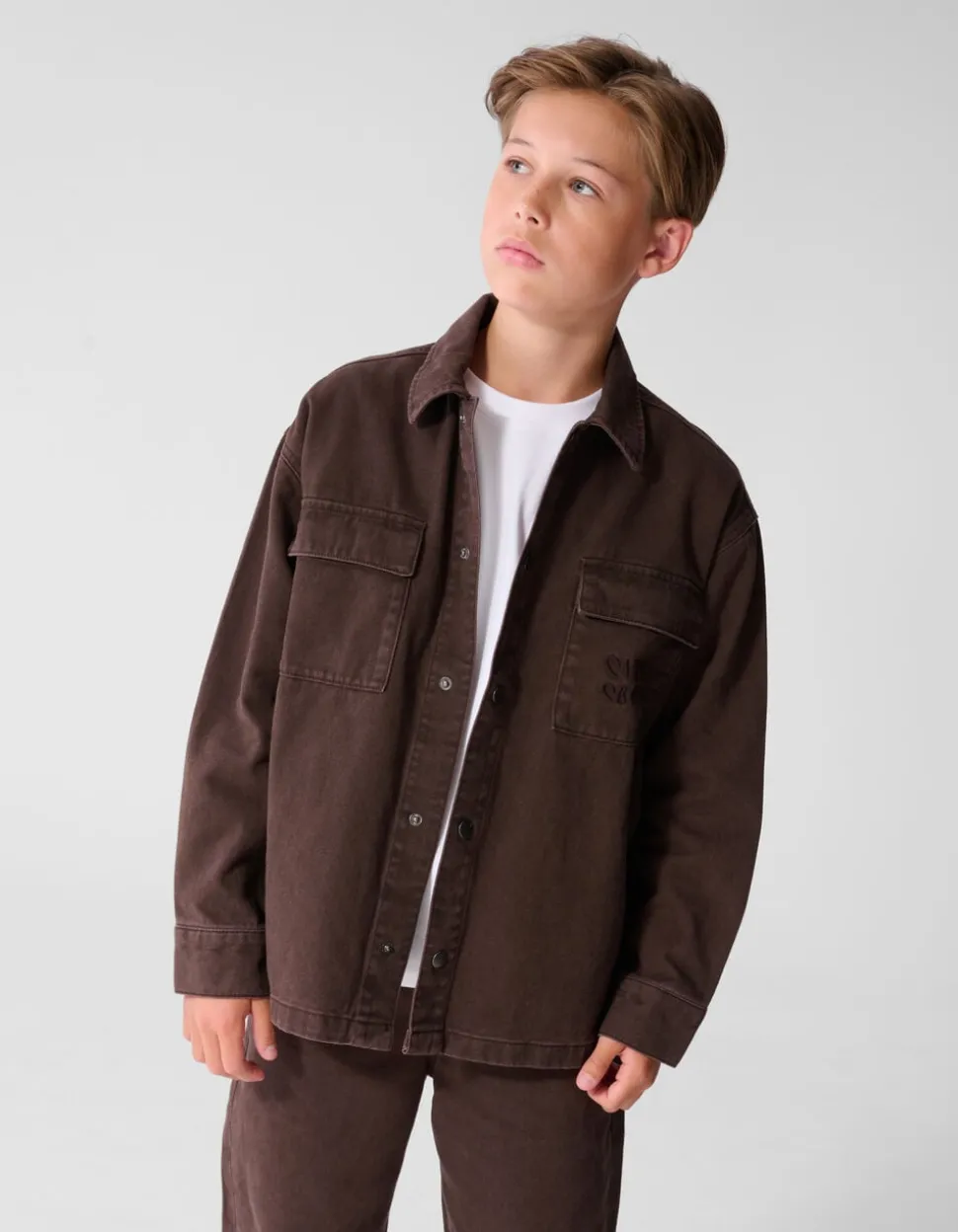 Oversized Denim Overshirt Donkerbruin