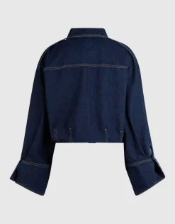 Oversized Fit Denim Blouse Donkerblauw