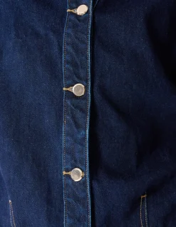 Oversized Fit Denim Blouse Donkerblauw