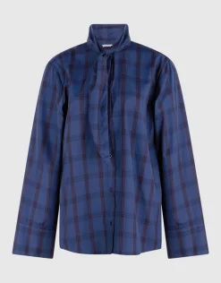 Oversized Fit Scarf Blouse Blauw