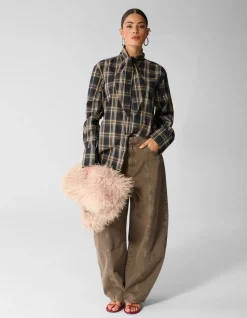 Oversized Fit Scarf Blouse Bruin