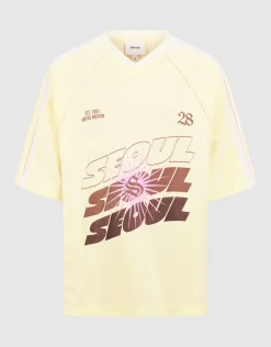 Oversized Fit Seoul Baseball T-shirt Lichtgeel