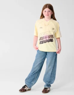 Oversized Fit Seoul Baseball T-shirt Lichtgeel