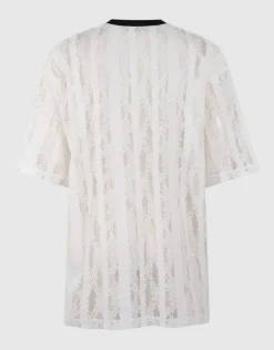 Oversized Kanten Label T-shirt Wit