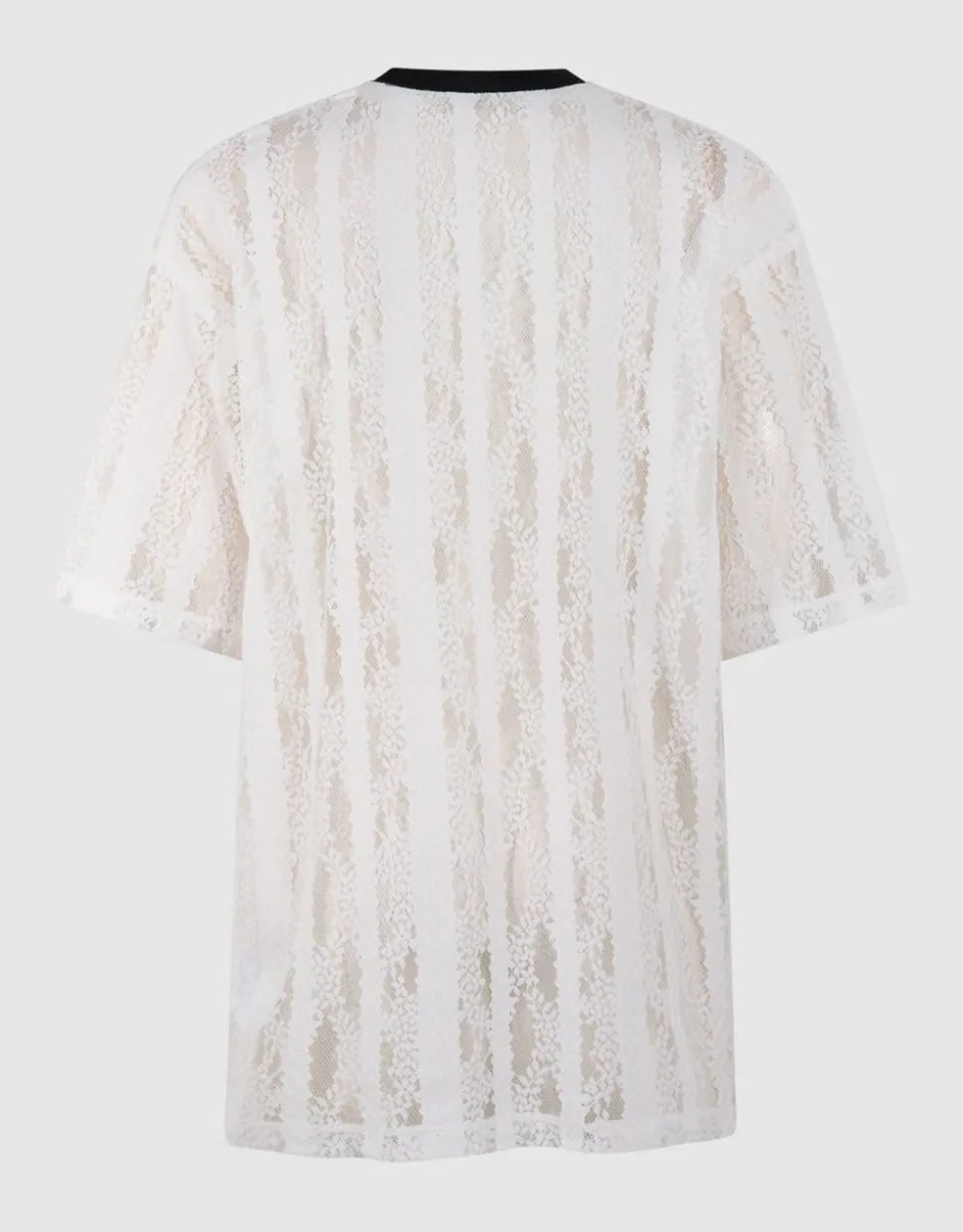 Oversized Kanten Label T-shirt Wit