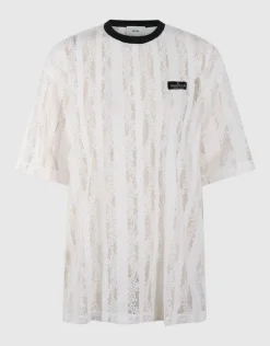 Oversized Kanten Label T-shirt Wit
