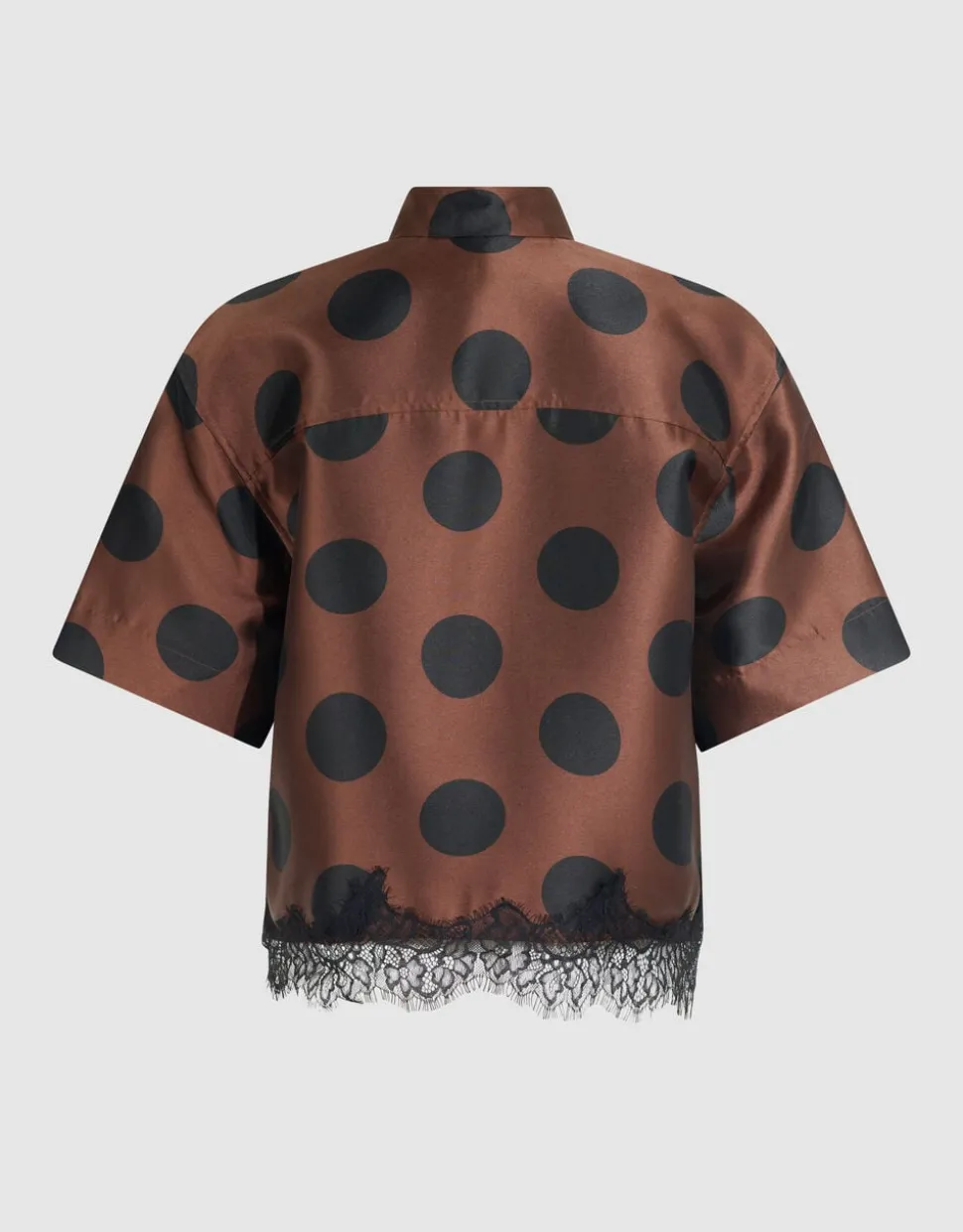 Oversized Kanten Polkadot Blouse Bruin