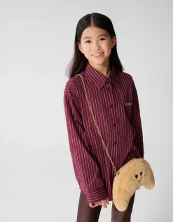 Oversized Lace Pinstripe Blouse Donkerrood