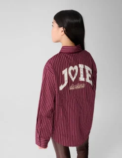 Oversized Lace Pinstripe Blouse Donkerrood