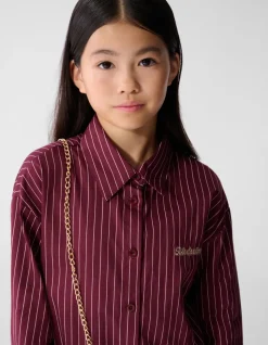 Oversized Lace Pinstripe Blouse Donkerrood