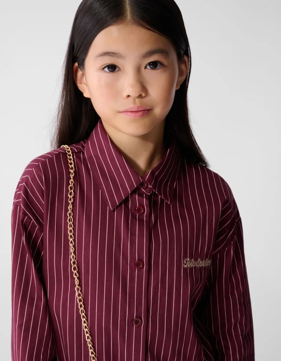 Oversized Lace Pinstripe Blouse Donkerrood