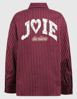 Oversized Lace Pinstripe Blouse Donkerrood