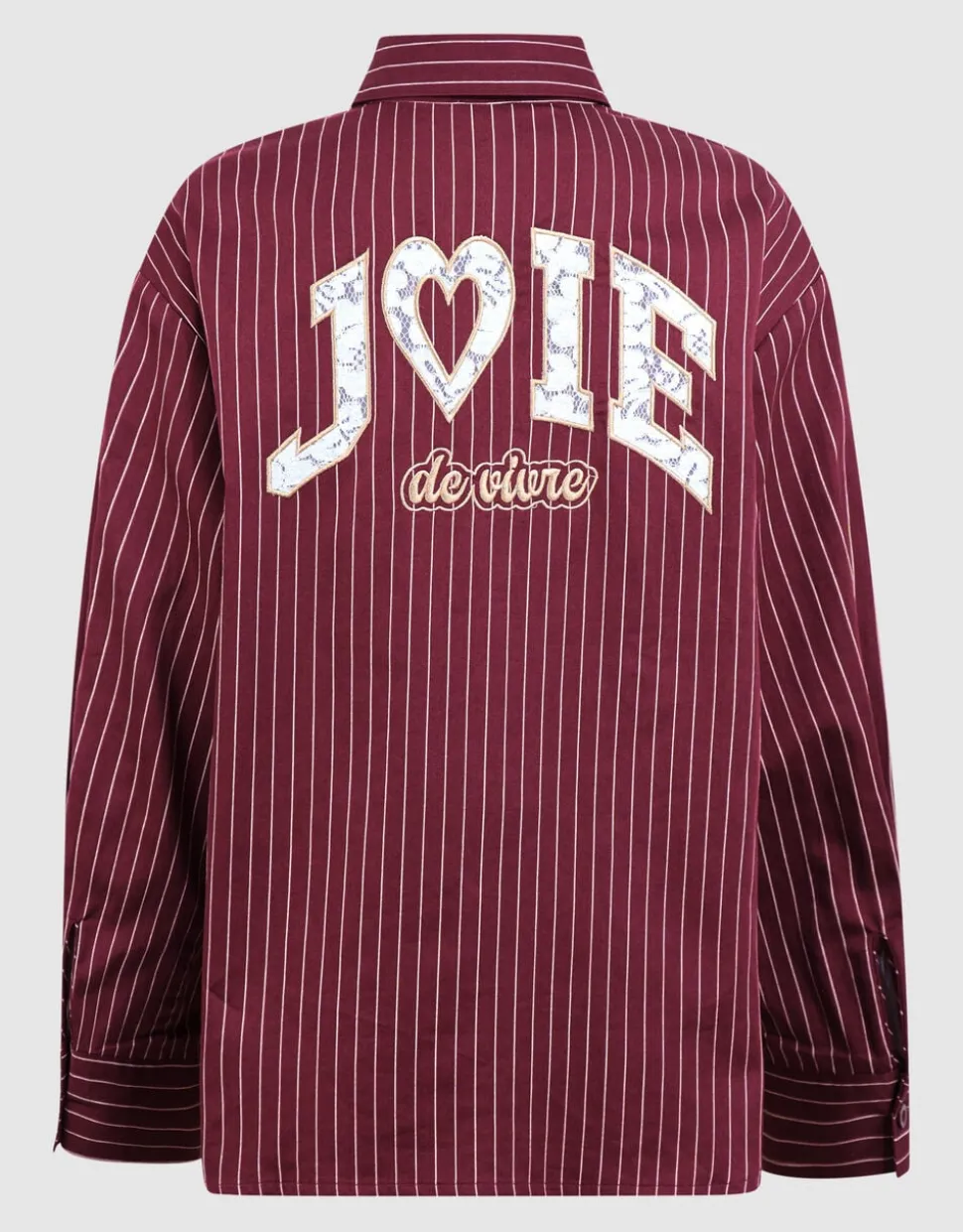 Oversized Lace Pinstripe Blouse Donkerrood