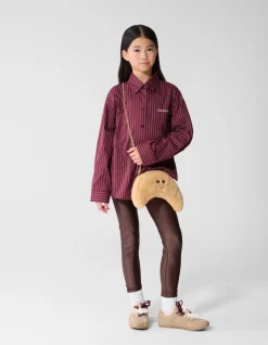 Oversized Lace Pinstripe Blouse Donkerrood