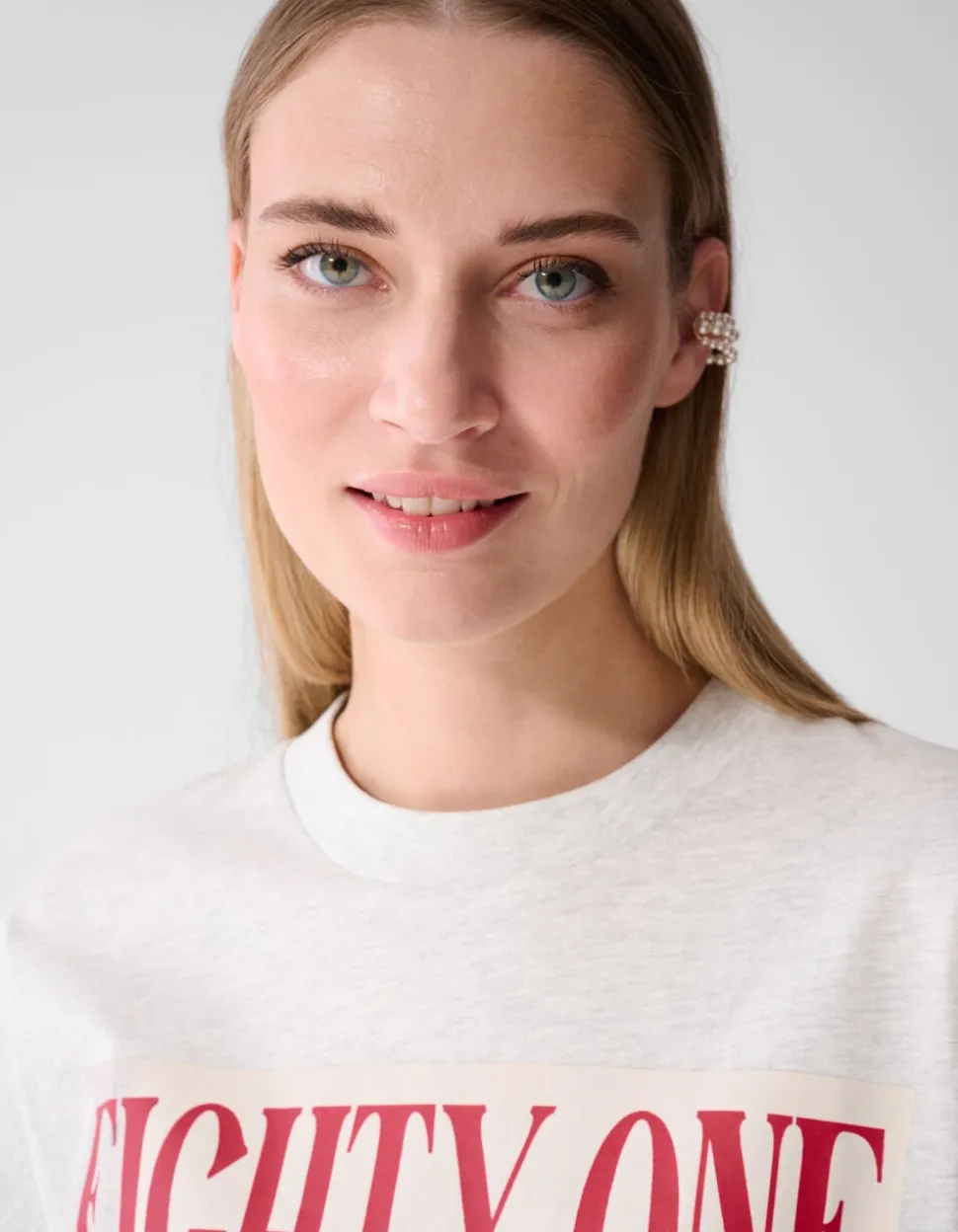 Oversized Magazine Artwork T-shirt Lichtgrijs